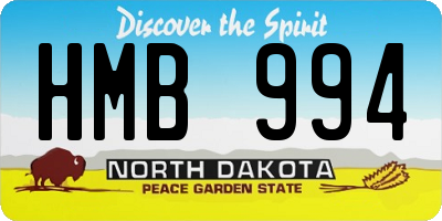 ND license plate HMB994
