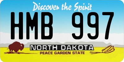 ND license plate HMB997