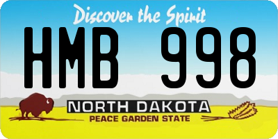 ND license plate HMB998
