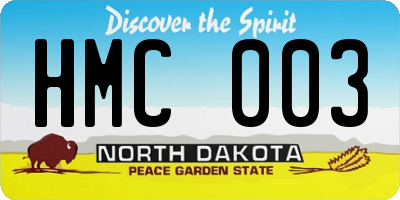 ND license plate HMC003