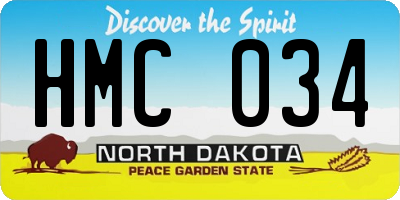 ND license plate HMC034