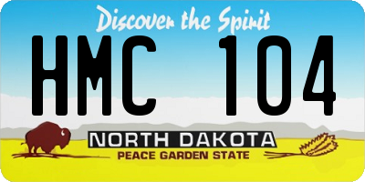 ND license plate HMC104