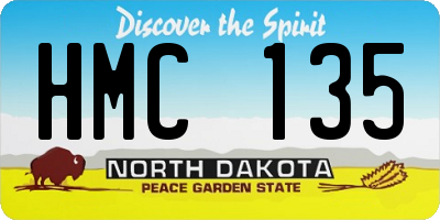ND license plate HMC135