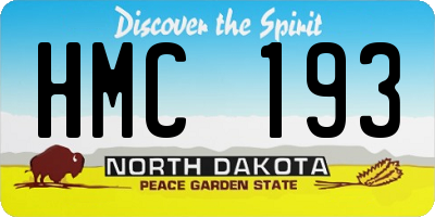 ND license plate HMC193