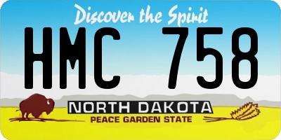 ND license plate HMC758