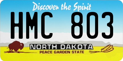 ND license plate HMC803