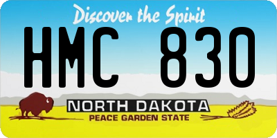 ND license plate HMC830