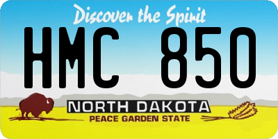 ND license plate HMC850