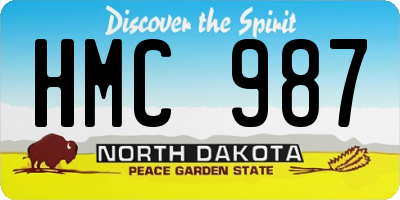 ND license plate HMC987