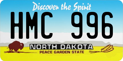 ND license plate HMC996