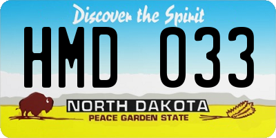 ND license plate HMD033