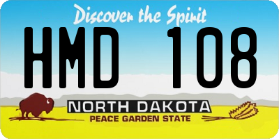 ND license plate HMD108