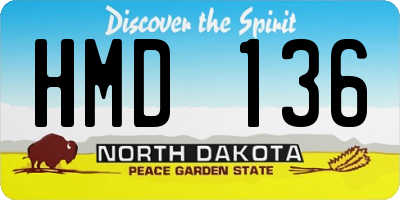 ND license plate HMD136