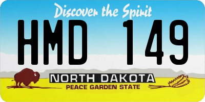 ND license plate HMD149