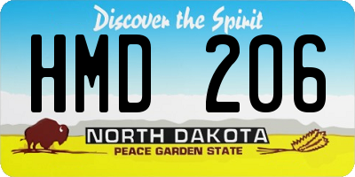 ND license plate HMD206