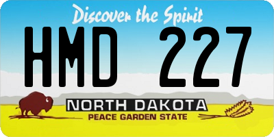 ND license plate HMD227