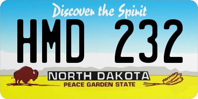 ND license plate HMD232