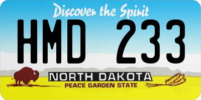 ND license plate HMD233