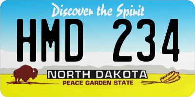 ND license plate HMD234