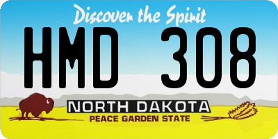 ND license plate HMD308