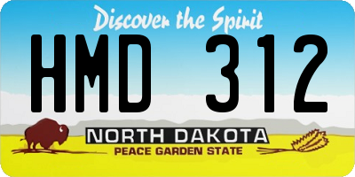 ND license plate HMD312