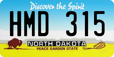 ND license plate HMD315