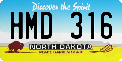 ND license plate HMD316