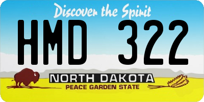 ND license plate HMD322