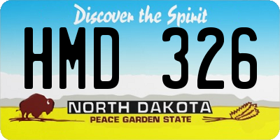 ND license plate HMD326