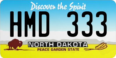 ND license plate HMD333