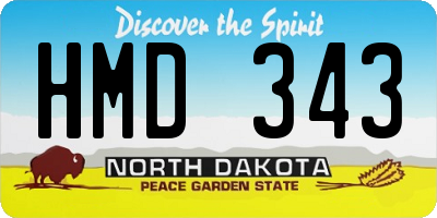 ND license plate HMD343