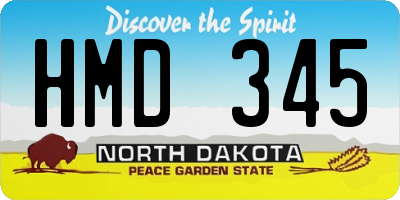 ND license plate HMD345