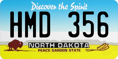 ND license plate HMD356