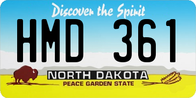 ND license plate HMD361