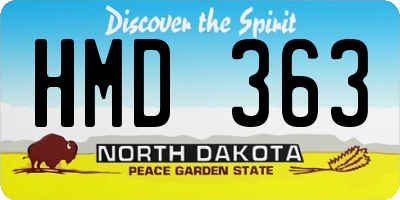 ND license plate HMD363