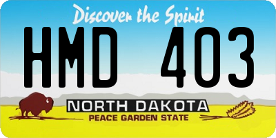 ND license plate HMD403