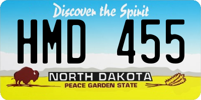 ND license plate HMD455