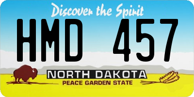 ND license plate HMD457