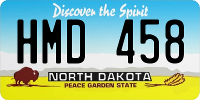 ND license plate HMD458