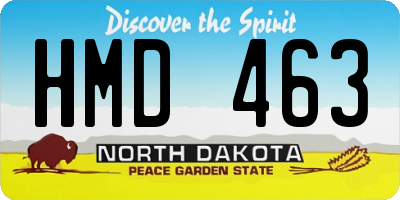 ND license plate HMD463
