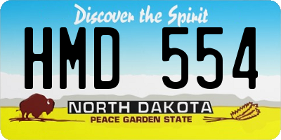 ND license plate HMD554