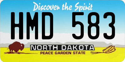 ND license plate HMD583