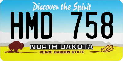 ND license plate HMD758