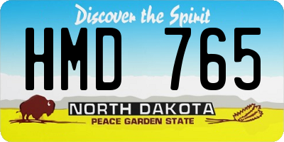 ND license plate HMD765