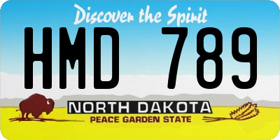ND license plate HMD789