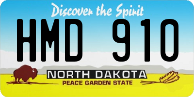 ND license plate HMD910