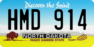 ND license plate HMD914