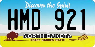 ND license plate HMD921