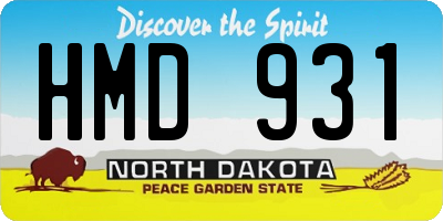 ND license plate HMD931