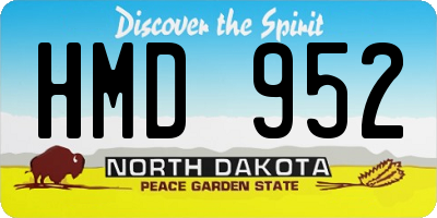 ND license plate HMD952